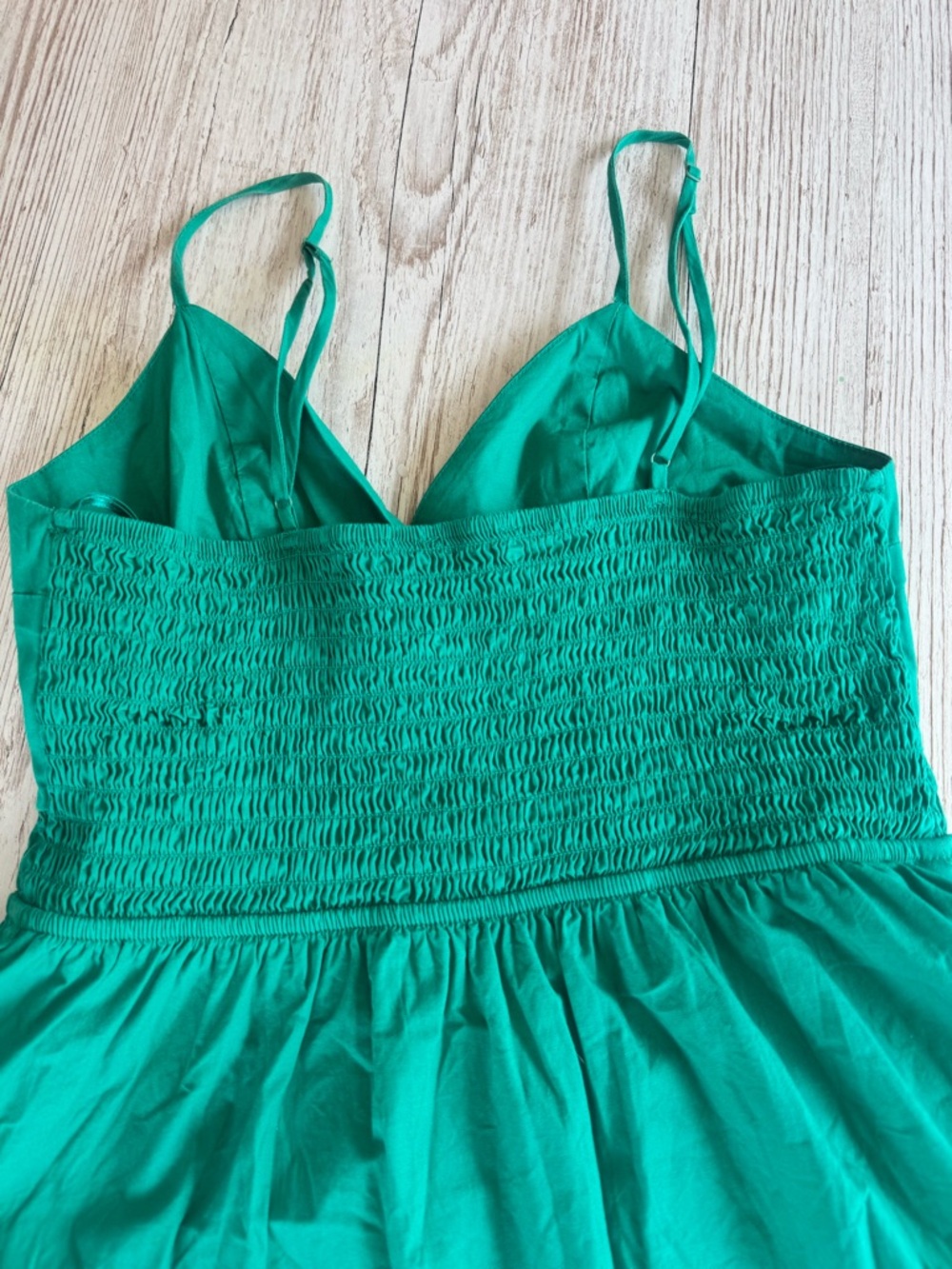 Monteau Los Angeles Bubble Hem Green Midi Dress Spaghetti Straps with Pockets L - Picture 7 of 16